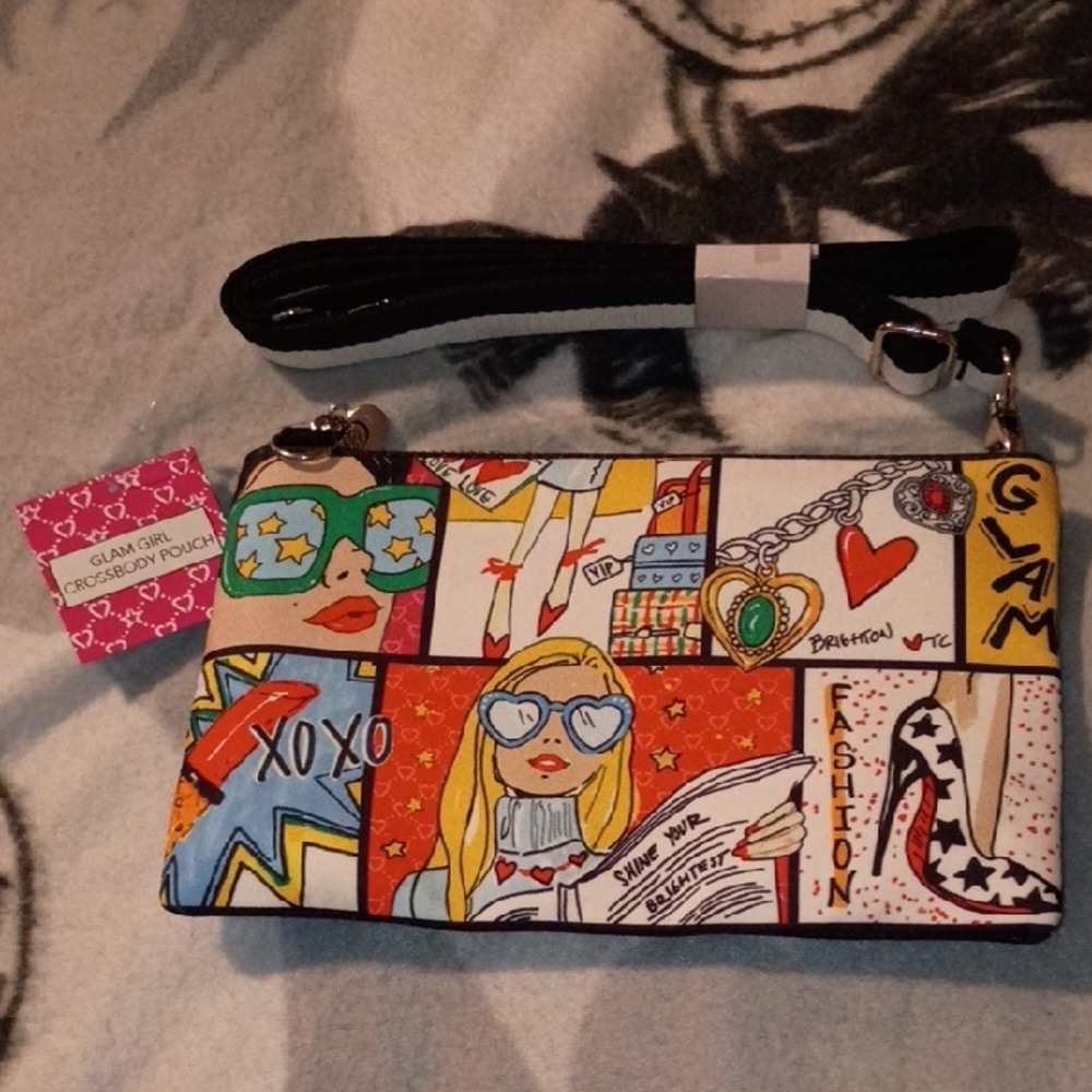 Brighton Blue and White Heart Print Pouch